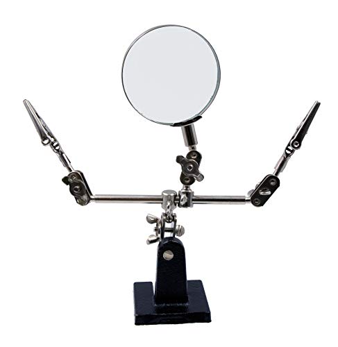 Zega Crafts Helping Hand Magnifier – Adjustable 4X Magnifying Glass on Metal Base with 2 Adjustable Alligator Clips –Designed for Soldering, Crafting and Small Precision Projects
