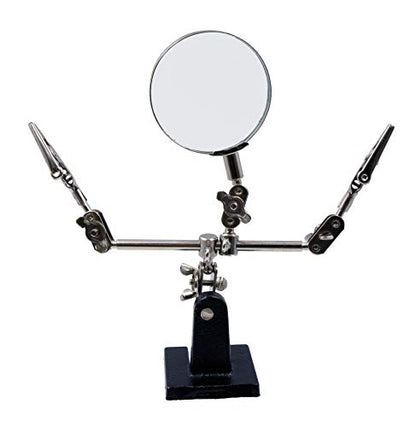 Zega Crafts Helping Hand Magnifier – Adjustable 4X Magnifying Glass on Metal Base with 2 Adjustable Alligator Clips –Designed for Soldering, Crafting and Small Precision Projects