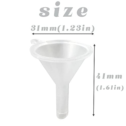 GXXMEI 120pack Mini Clear Plastic Funnel Little Small Funnel Set for Lab Bottles,Capsule,Sand Art, Essential Oils,Perfumes,Spices, Powder