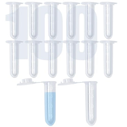 100Pcs 2ml Centrifuge Tubes with Snap Cap, Small Sterile Microcentrifuge Tube Test Vials Plastic Sample Storage Container Clear Graduated Non-Pyrogenic, DN/RNase Free for Lab - size: 2ML-100PACK