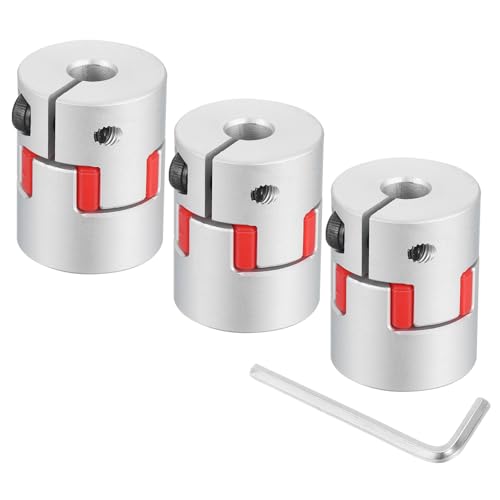 uxcell 3pcs D20 L25 6mm to 8mm Flexible Plum Shaft Coupling Aluminum Motor Connector Flexible Spider Coupler for 3D Printer CNC Machine and Servo Stepper Motor (Silver Tone/Red) - size: D20 L25 6mm to 8mm