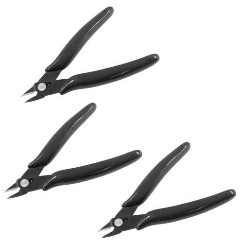 Bivethoi 3pcs Micro Wire Cutters Flush Cut Snips, 5 Inch, Black - color: Black