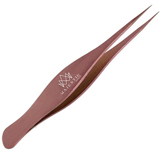 Majestic Bombay Fine Point Tweezers, Eyebrows, Facial Hair, Women and Men - color: Rose Gold