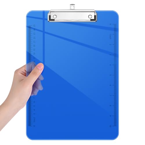 Piasoenc Plastic Clipboards, 8.5 x 11 Clip Board with Ruler,Blue - color: Blue