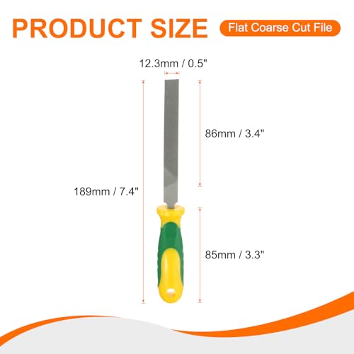 HARFINGTON Flat Coarse Cut File 4" Double Cut Teeth High Carbon Steel Hand Rasp File with Plastic Handle for Metal Wood Deburring Removing - style: Coarse