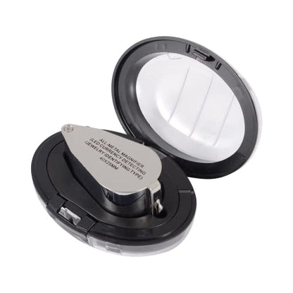2 Pack 40X Full Metal Illuminated Jewelry Loop Magnifier, XYK Pocket Folding Magnifying Glass Jewelers Eye Loupe with LED(LED Currency Detecting/Jewelry Identifying) - size: 2