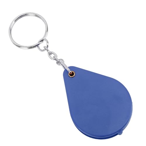 Pocket Magnifier, 10X Magnification Portable Mini Magnifying Glass with Keychain, Protective Folding Case for Outdoor Reading (Blue) - color: Blue