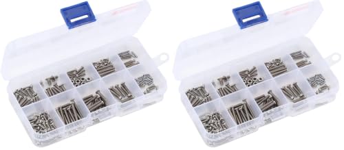 INJORA Screws Pins Nuts M1.6 M2 M2.5 Grade 12.9 Stainless Steel Hex Screws Hardware Kit for TRX4M 1/18 RC Crawler Car (Pack of 2) - size: One Size (Pack of 2)
