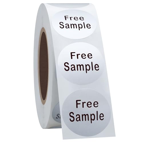 Hybsk Free Sample Stickers 1 Inch Round Retail Store Sale Displays Adhesive Labels for Inventory Control Total 500 Per Roll (Silver) - color: Silver