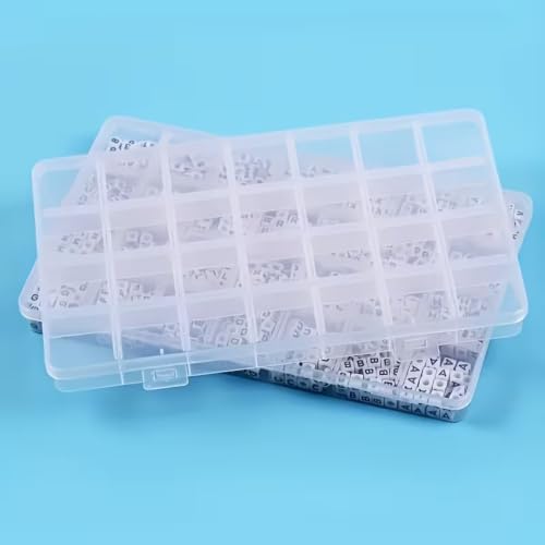 24-Compartment Transparent Plastic Storage Box—suitable for storing jewelry, beads, craft accessories, small parts, earrings, rings, screws, and various small items.