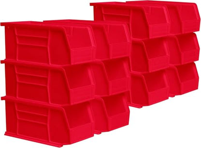 Akro-Mils 30230 AkroBins Plastic Storage Bins, 11"x5"x5", Red, 12-Pack - color: Red