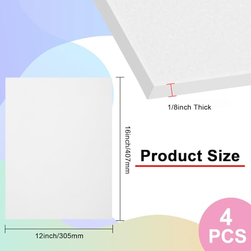 4Pack White ABS Plastic Sheet 12" x 16" x 1/8" Thick White Rigid Thermoplastic Sheet (Upgrade Surface) 3MM Flexible High Tensile ABS Moldable Plastic Panel for Crafts, DIY, Signs - color: White, size: 12" x 16" x 1/8"