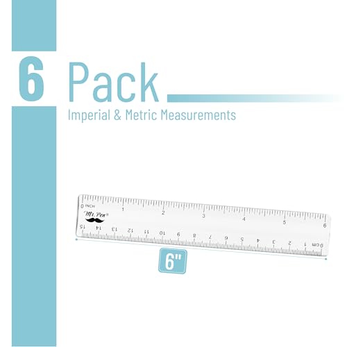 Mr. Pen- Bulk Plastic Rulers, 6 Inch, 6 Pack, Easy-to-Read Markings - color: Clear, size: 6 Pack 6 Inch