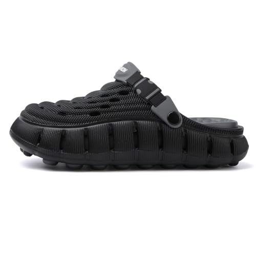 Men's Women's Cloud Clogs, EVA Thick Platform Slip On Non Slip Garden Shoes - color: Black, size: 9.5-10.5 Women/8.5-9.5 Men