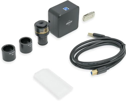 Swiftcam 25 Megapixel Camera for Microscopes, with Reduction Lens, Calibration Kit, Eyetube Adapters, and USB 3.0 Cable, Compatible with Windows/Mac/Linux