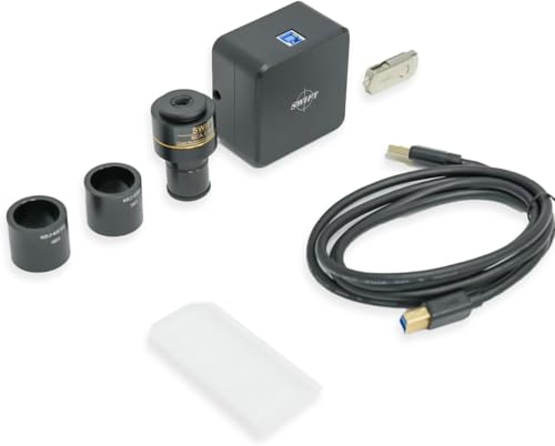 Swiftcam 25 Megapixel Camera for Microscopes, with Reduction Lens, Calibration Kit, Eyetube Adapters, and USB 3.0 Cable, Compatible with Windows/Mac/Linux