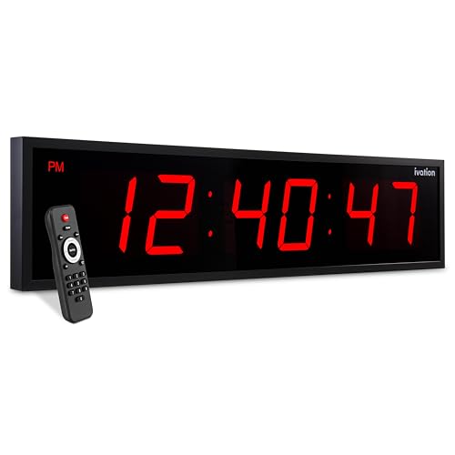 Ivation Oversized Digital Wall Clock with Large LED Display & Timer, 60" - color: Red, size: 60" Inch