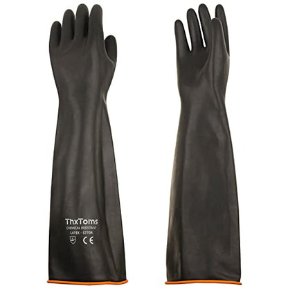 ThxToms Chemical Resistant Gloves, 28 Mil Heavy Duty Latex, 22 Inch, 1 Pair - color: Black 22 Inch