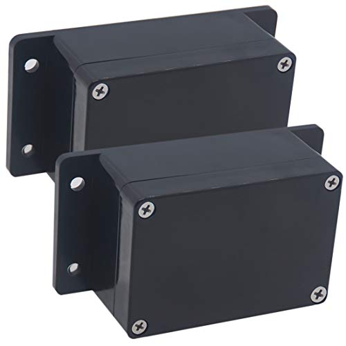 2 Pack Project Box IP65 Waterproof Junction Box ABS Plastic Black Electrical Boxes DIY Electronic Project Case Power Enclosure with Fixed Ear 3.94 x 2.68 x 1.97 inch(100x68x50mm) - size: 3.94"x2.68"x1.97"(2Pcs)