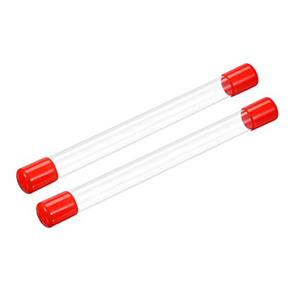 PATIKIL Clear Rigid Tube Round Plastic Tubing with Red Rubber Caps Polycarbonate Water Pipe, 305mm/ 12 Inch Length, 15mmx16mm/0.6"x0.63", 2 Set - color: Red,Clear, size: 0.6"x0.63"