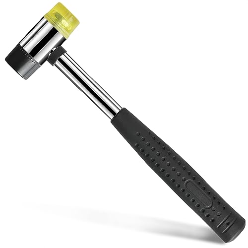 Small Rubber Mallet Hammer 1", 25 mm Double-Sided Head, Non-Slip Grip - color: Black