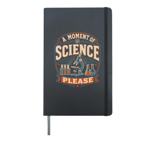 A MOMENT OF SCIENCE PLEASE Microscope Lab Science Fair Hardcover Journal, Black