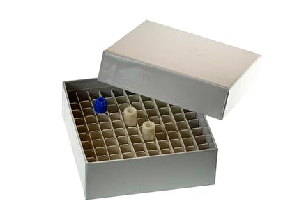 Cardboard Cryogenic Vials Storage Box Cryobox Freezer Box and Dividers 2ml 100well Pack of 5 - size: 2ML-100 Wells