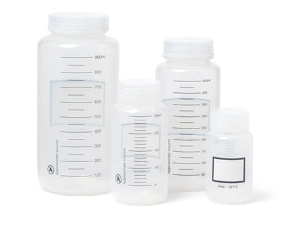 United Scientific® Unistore™ - Sample Containers with Lids - Polypropylene Wide Mouth Graduated Reagent Bottle - 8 Oz Bottles (250ml) Multi-Purpose Plastic Bottles with Lids, Pack of 12