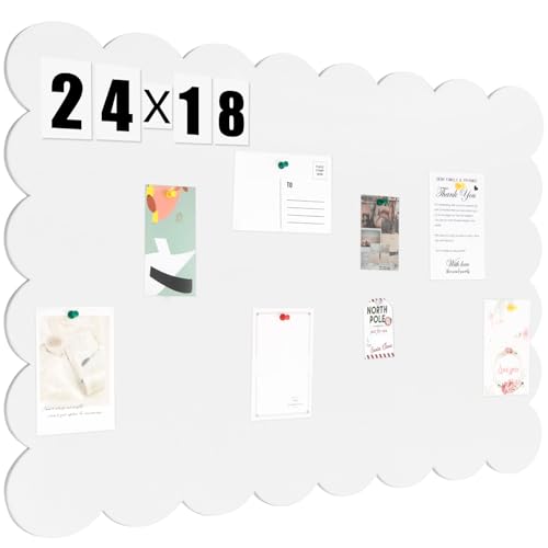 Mooliwe Scalloped Felt Bulletin Cork Board Foldable White 24''x18'' Compact - color: White, size: 24" x 18"