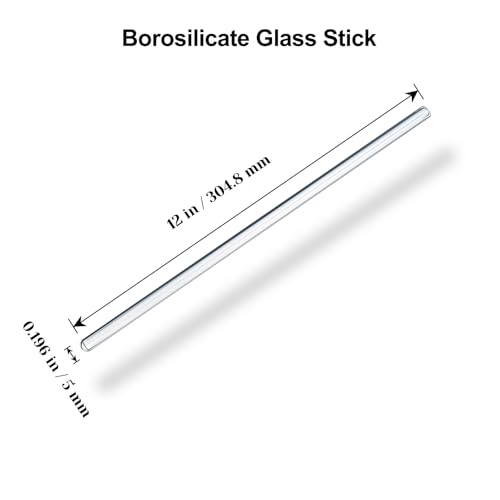 15 Pack Long Thin Glass Stirring Rods, 5mm x 12 Inch, for Tall Beakers - size: 12 inch 5 mm