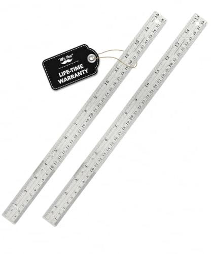Mr. Pen- Metal Straight Edge Ruler, 2 Pack, 15 Inch - color: Silver, size: 2 Pack, 15 inch
