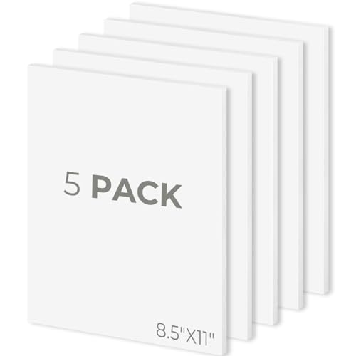 Mat Board Center 8.5x11 White Foam Boards Pack of 5, 1/8" Thick - color: White, size: 8.5x11