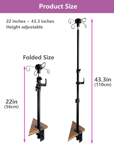 Portable IV Poles for Travel,IV Bag Pole Stand for Gravity Syringe,IV Pole,Feeding Tube Holder,Enteral Gastrostomy Telescopic Pole,NG Tube Supplies Accessories (43 Inchs with Hook) - size: 43 Inchs with Hook