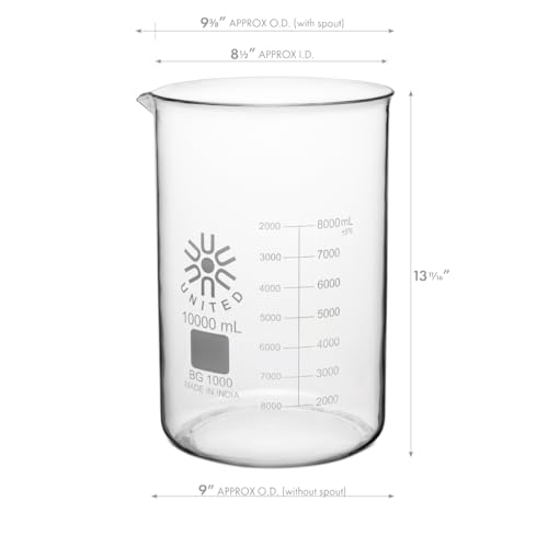 United Scientific™ Large Glass Beaker, 10,000ml, Autoclavable, 1 Each - size: 10L (1 Each)