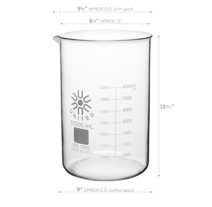 United Scientific™ Large Glass Beaker, 10,000ml, Autoclavable, 1 Each - size: 10L (1 Each)