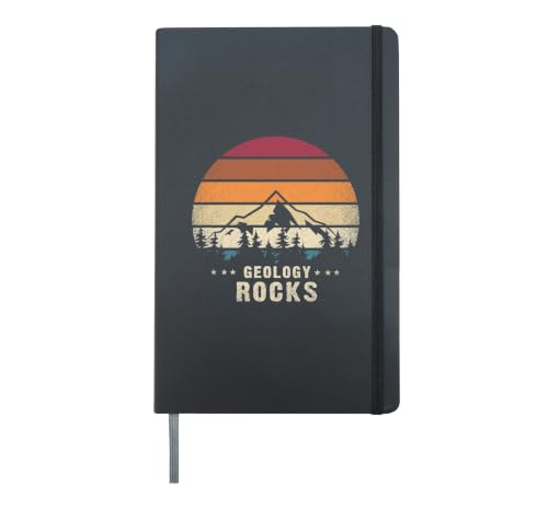 Retro Rock Science Paleontology Lover Geology Hardcover Journal, Black