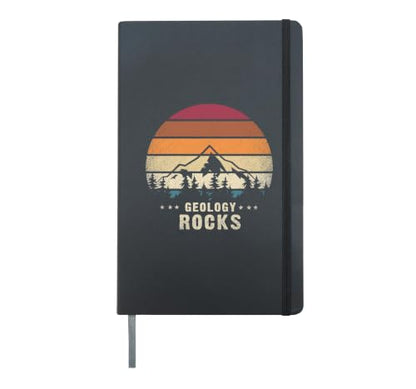 Retro Rock Science Paleontology Lover Geology Hardcover Journal, Black