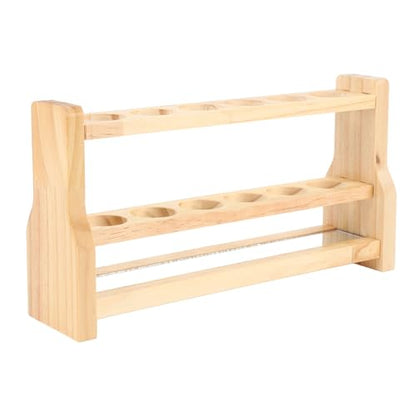 Wooden Test Tube Rack, Pine Wood Holder with 6 Round Holes, Laboratory Equipment Rack with Stable Base, Ideal for Cosmetics, Essential Oils Organization (31mm) - size: 31mm