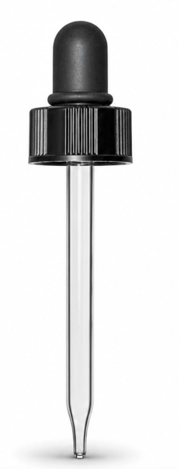 24/400 Black Bulb Glass Droppers with Rubber Bulb Made in USA Pack of 1000 - size: 24/400 (7mm x 107 mm) , 1000 Caps per Case