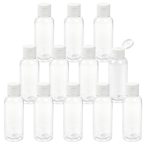 TRENDBOX 12 Pack Plastic Empty Bottles with Flip Cap for Shampoo, Lotions, Liquid Body Soap, Cream (2 oz / 60 ml) - size: 12 Pack (2 oz)