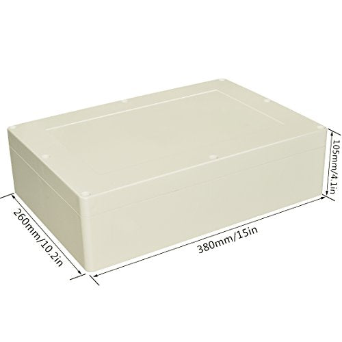 LeMotech Waterproof Dustproof IP65 ABS Plastic Junction Box Universal Electric Project Enclosure Pale Gray 15 x 10.2 x 4.13 inch (380 x 260 x 105 mm) - size: 15"x10.2"x4.13"