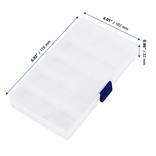 MANCHAP 10 Pack 15 Grids Multicolor Plastic Jewelry Organizer Box, Beads Storage Containers with Removable Dividers, Plastic Organizer Box for Beads, Art Crafts, 6.9 x 4 x 0.8 Inches