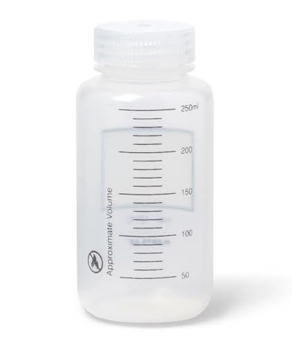 United Scientific® Unistore™ - Sample Containers with Lids - Polypropylene Wide Mouth Graduated Reagent Bottle - 8 Oz Bottles (250ml) Multi-Purpose Plastic Bottles with Lids, Pack of 12
