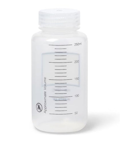 United Scientific® Unistore™ - Sample Containers with Lids - Polypropylene Wide Mouth Graduated Reagent Bottle - 8 Oz Bottles (250ml) Multi-Purpose Plastic Bottles with Lids, Pack of 12