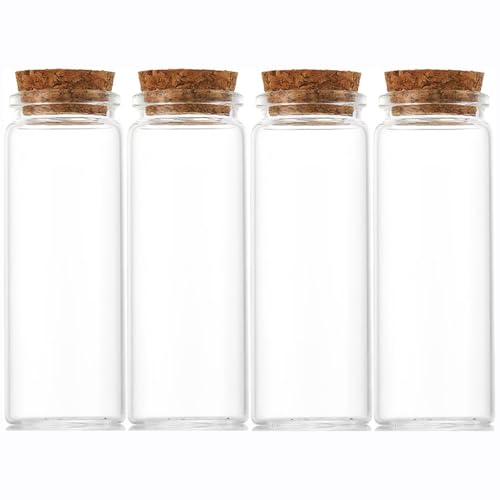 4 pcs 80ml Small Glass Bottles with Cork Stopper,Decorative Bottle,Vials Jars,Cute Storage Jar,Wishing Bottle 37x100mm(1.46x3.94inch) - size: 37x100(1.46x3.94in)