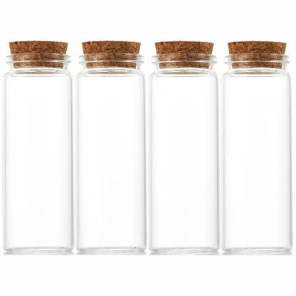 4 pcs 80ml Small Glass Bottles with Cork Stopper,Decorative Bottle,Vials Jars,Cute Storage Jar,Wishing Bottle 37x100mm(1.46x3.94inch) - size: 37x100(1.46x3.94in)