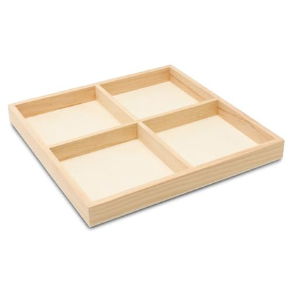 DIY Square Wooden Divided Serving Tray 12 x 12-inch, Pack of 5 4-Section Candy Tray for Vegetable & Fruit Party Platters, by Woodpeckers - size: 12" x 12" 4 Part