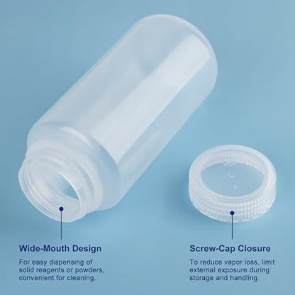 Labasics 2-Pack Wide Mouth Reagent Bottles, Polypropylene, Acid and Base Resistant, Leakproof Cap for Solvent Storage in Laboratory, 500 ml - size: 500 ml