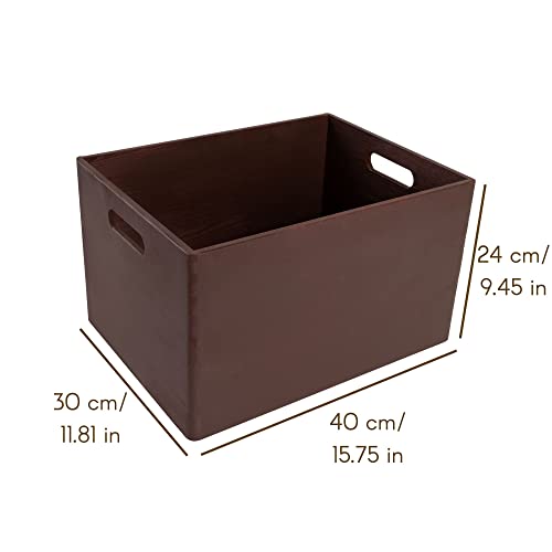 Creative Deco XXL Brown Wooden Crate Nesting Crate Handles - color: Brown, size: XXL