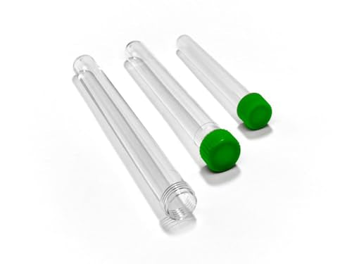 Caplugs Evergreen 214-2079-G60 TTTC Series General Purpose Test Tubes with Screw Caps, 13mm (D) x 100mm (H), 8 mL, Polypropylene Tube, HD-PE Cap, Laboratory Testing, Transparent, Green (Pack of 250)